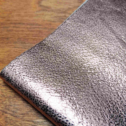 Load image into Gallery viewer, A3 craft size Iced Pink Metallic leather with a brilliant sparkle, exceptional quality that is suitable for hand or machine stitching.
