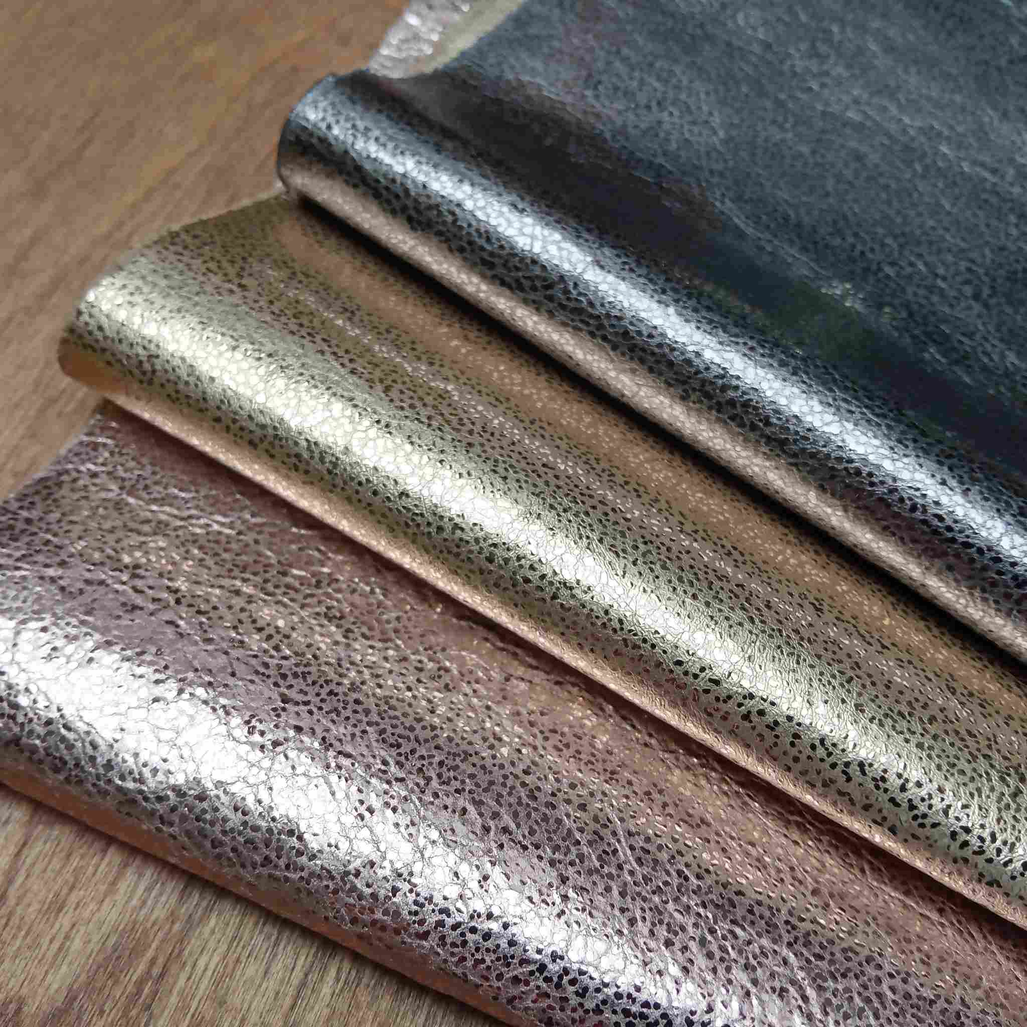 A3 craft cuts of sparkling metallic foil leather ideal for clothing trim, jewellery making, applique, linings