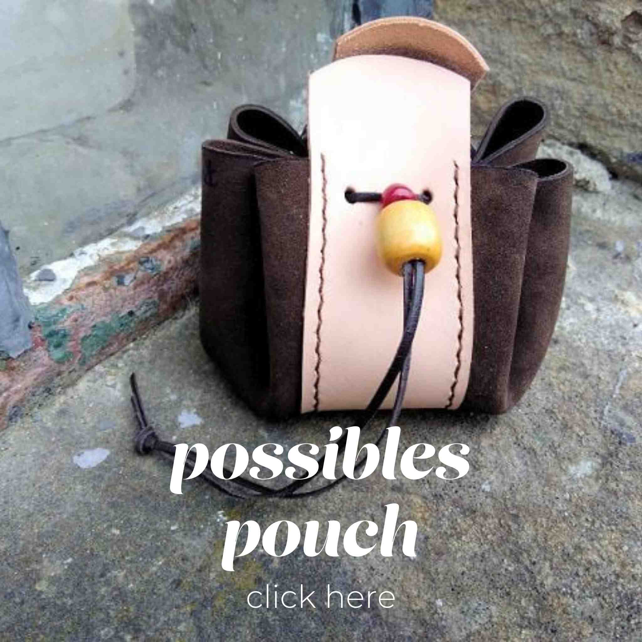 Free leathercraft project template and tutorial for a possibles leather pouch with drawstring