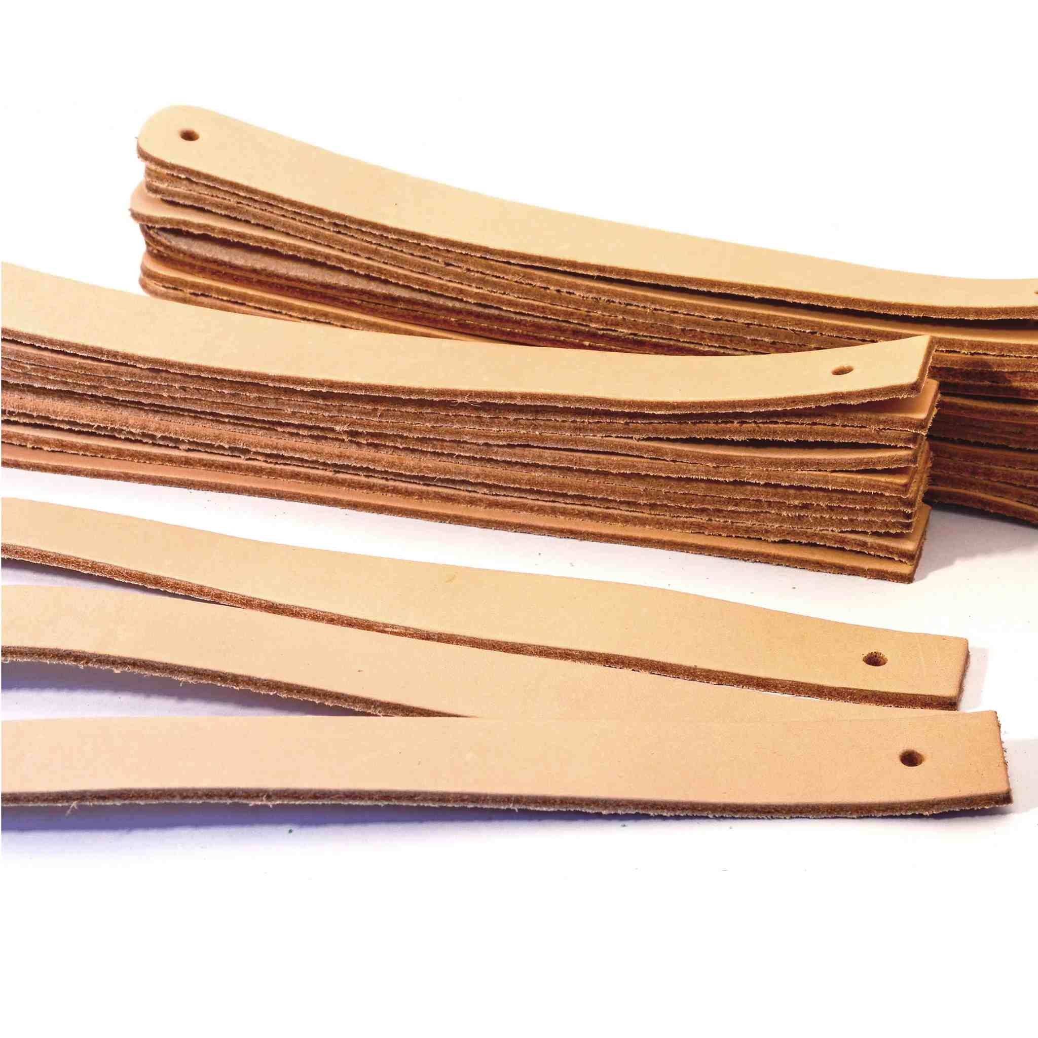 Pre-cut vegetable tanned leather wristbands for scout craft activities, leathercraft, ideal for stamping or pyrography