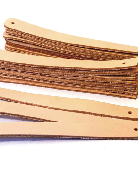 Pre-cut vegetable tanned leather wristbands for scout craft activities, leathercraft, ideal for stamping or pyrography