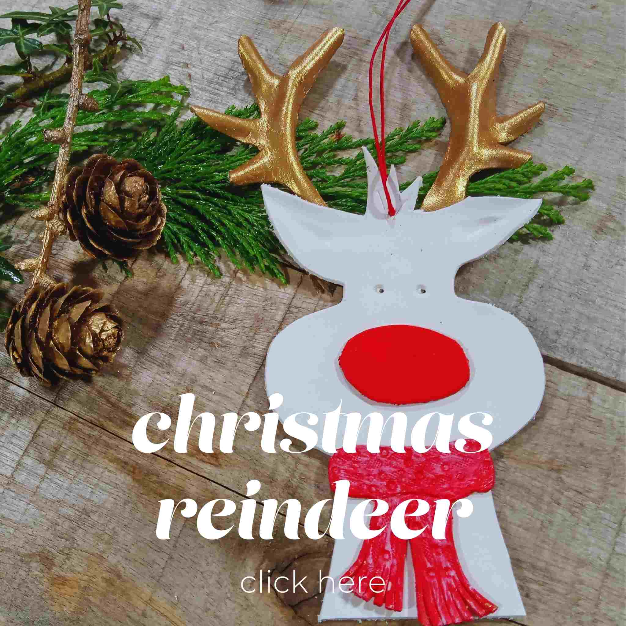 Free project - template to make a cute leather Christmas reindeer tree decoration using the Dora Gold leather paint...