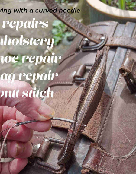 Heavy duty curved needle for leather, vinyl, canvas, rope - ideal for upholstery, shoe, bag, repairs etc