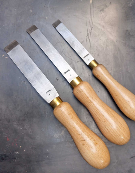 Leathercraft skiver/trim knife collection by Shing for Identity Leathercraft