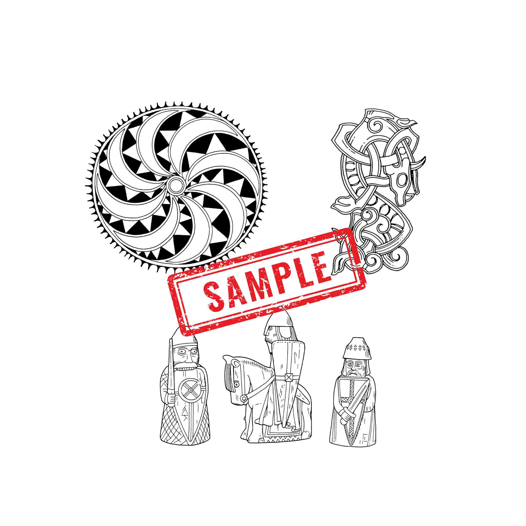 Sample illustrations from Viking Design Book - ideal for leathercraft tooling and pyrography