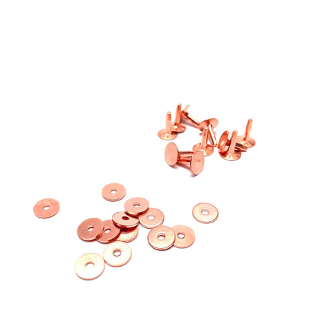 Buy leathercraft Rivets - Small version of the traditional leatherwork rivet and burr in copper finish - use for permanent fixings for belts, bags and more