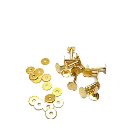 Buy leathercraft rivets - Small version of the traditional leatherwork rivet and burr in brass finish - use for permanent fixings for belts, bags and more