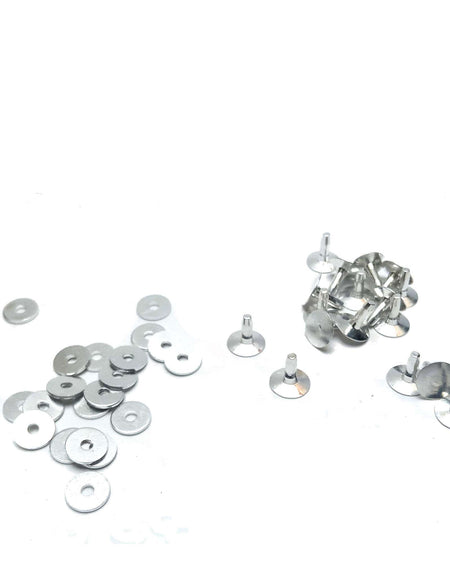 Small version of the traditional leatherwork rivet and burr in aluminium finish - use for permanent fixings for belts, bags and more