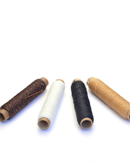 Fine waxed polyester thread for hand stitching and repair leather items