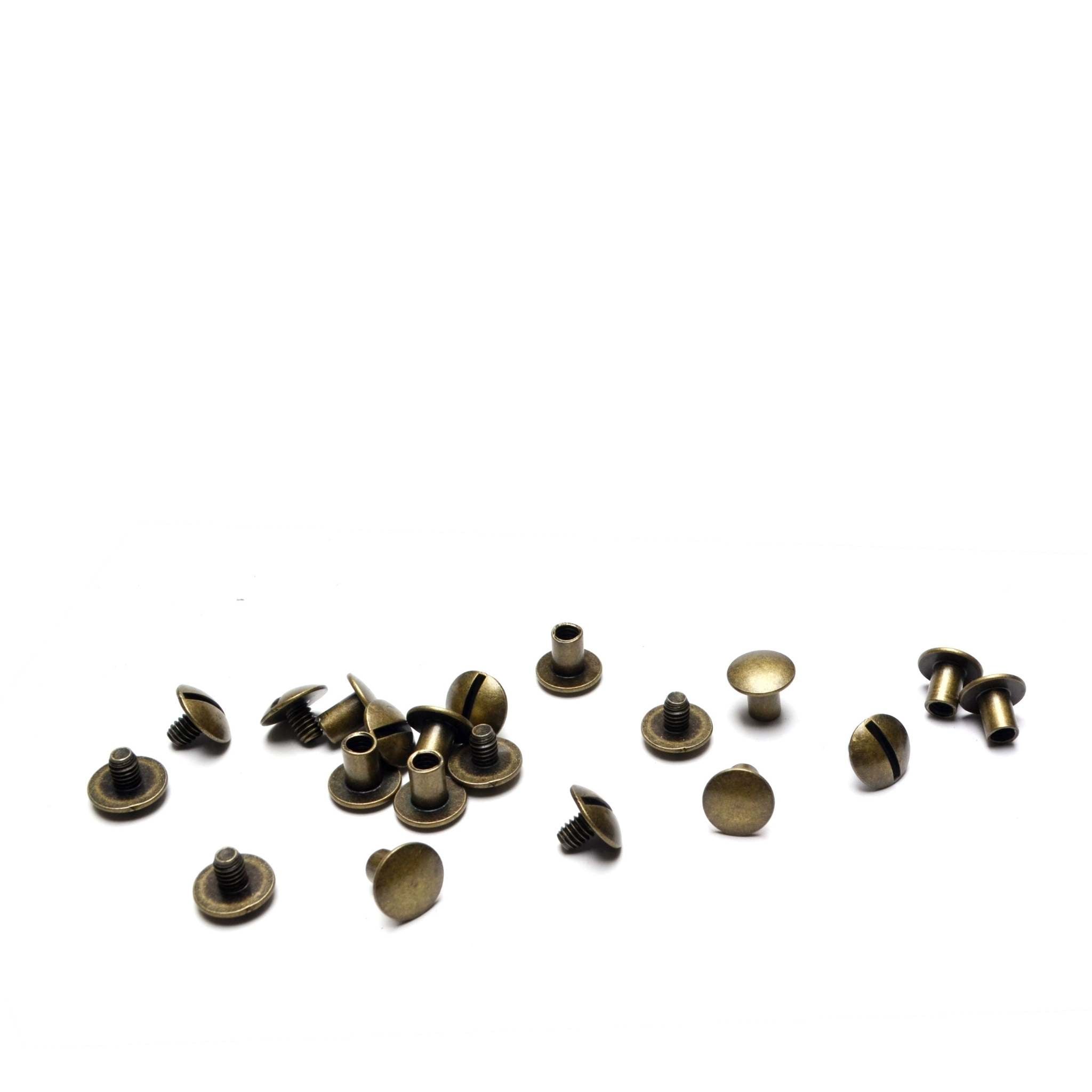 Closed Back Screwposts (Chicago Screws) 6mm (1/4") Antique Brass from Identity Leathercraft
