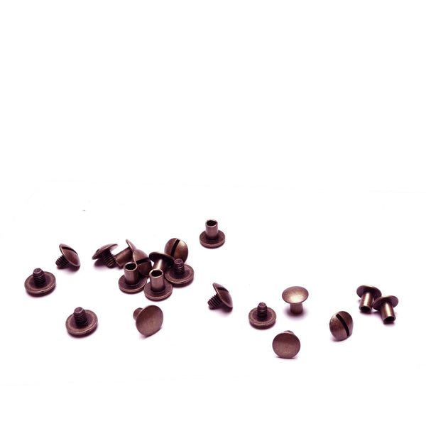 Closed Back Screwposts (Chicago Screws) 6mm (1/4") Antique Copper from Identity Leathercraft