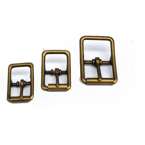 Load image into Gallery viewer, Antique Brass Centre Bar Strap Roller Buckles from Identity Leathercraft
