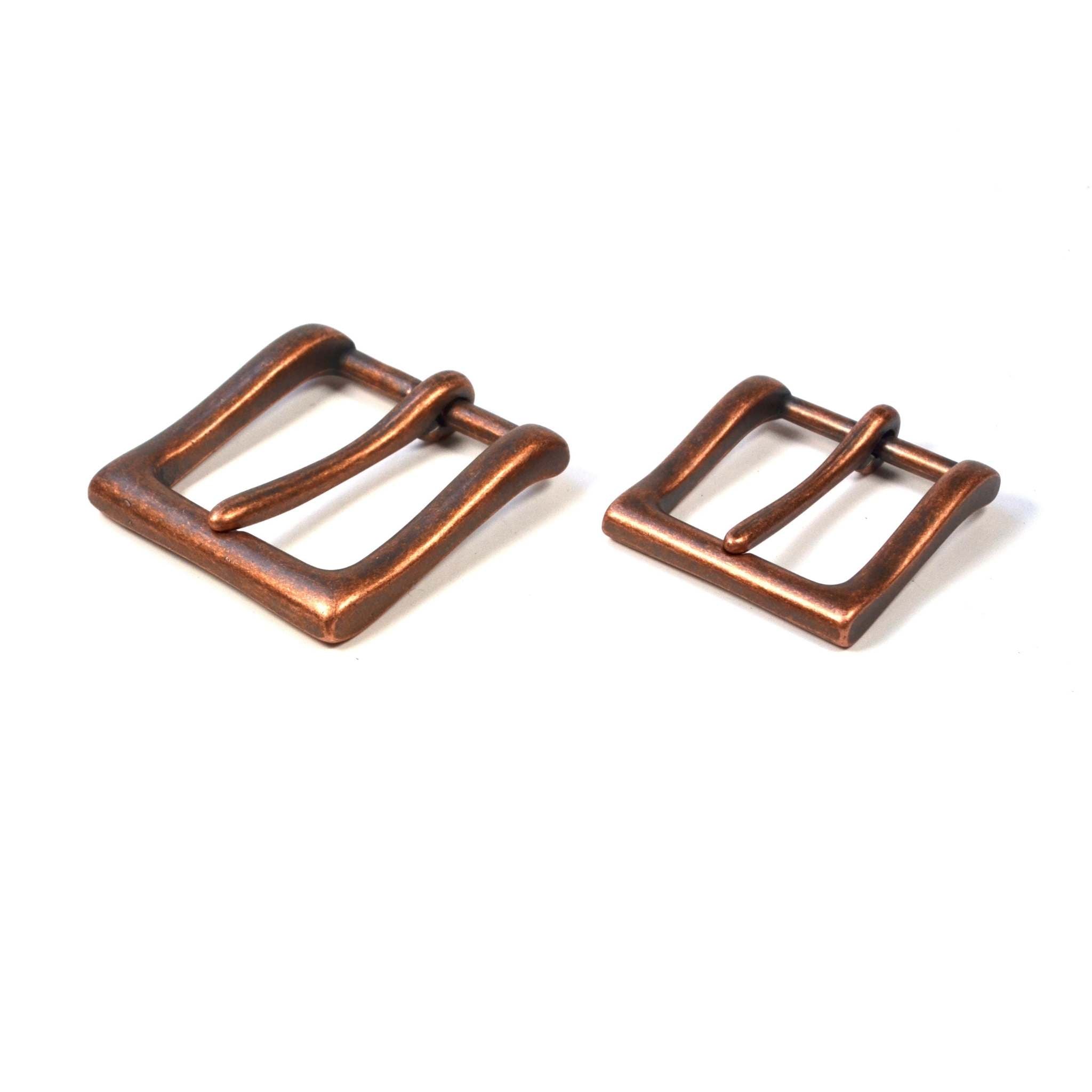 Aged copper effect belt or strap buckle for leathercraft