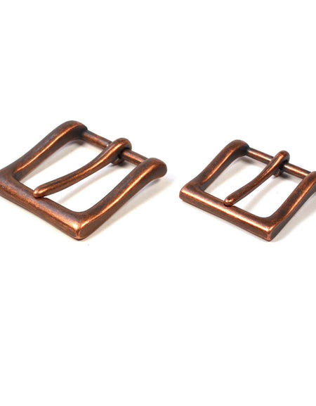 Aged copper effect belt or strap buckle for leathercraft