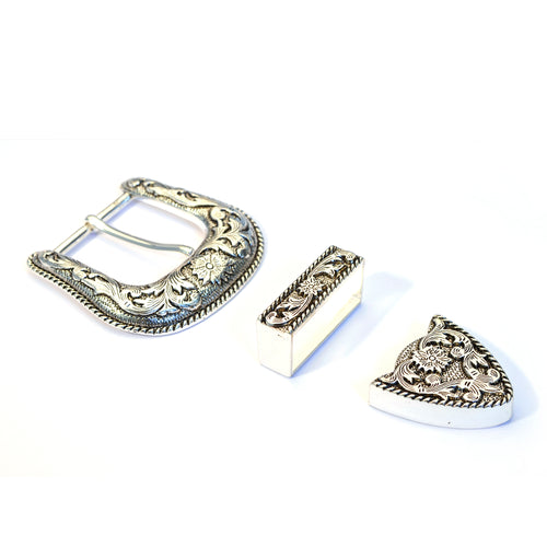 Load image into Gallery viewer, Victoria Engraved Buckle Set from Identity Leathercraft 
