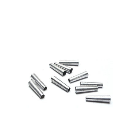 Lightweight aluminium cones used decoratively for native american regalia. The are also often used on fringing, and as lace endings. The metal is soft and can be crimped to hold in place.  Available in 2 size lengths - Small 25mm and Large 32mm - sold in packs of 10.