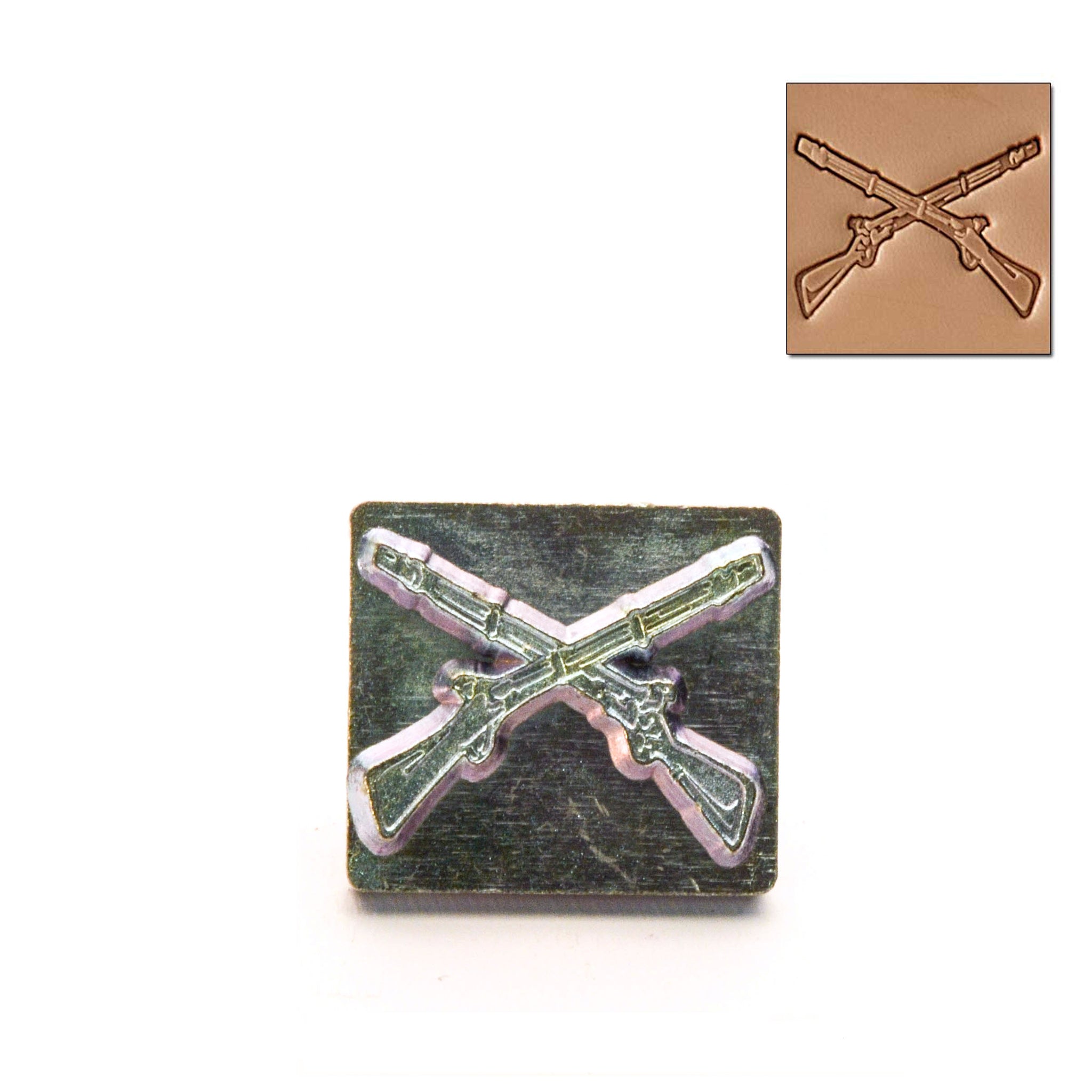 Crossed Rifles 3D Embossing Stamp from Identity Leathercraft