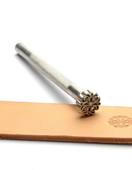 Square scroll embossing stamp from Identity Leathercraft