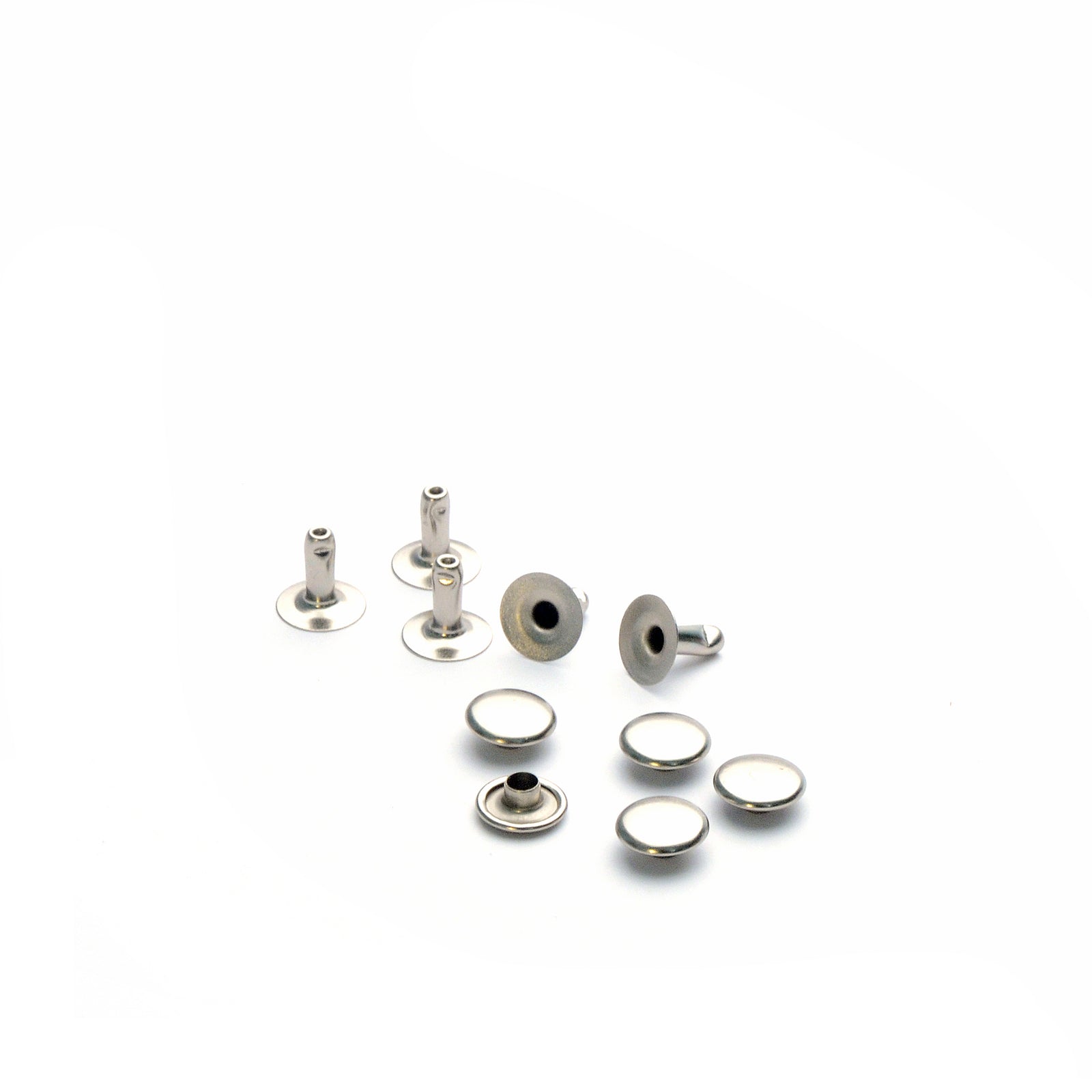 Small Single Cap Rivets Nickel Plated pkg of 100 - Leathersmith Designs Inc.