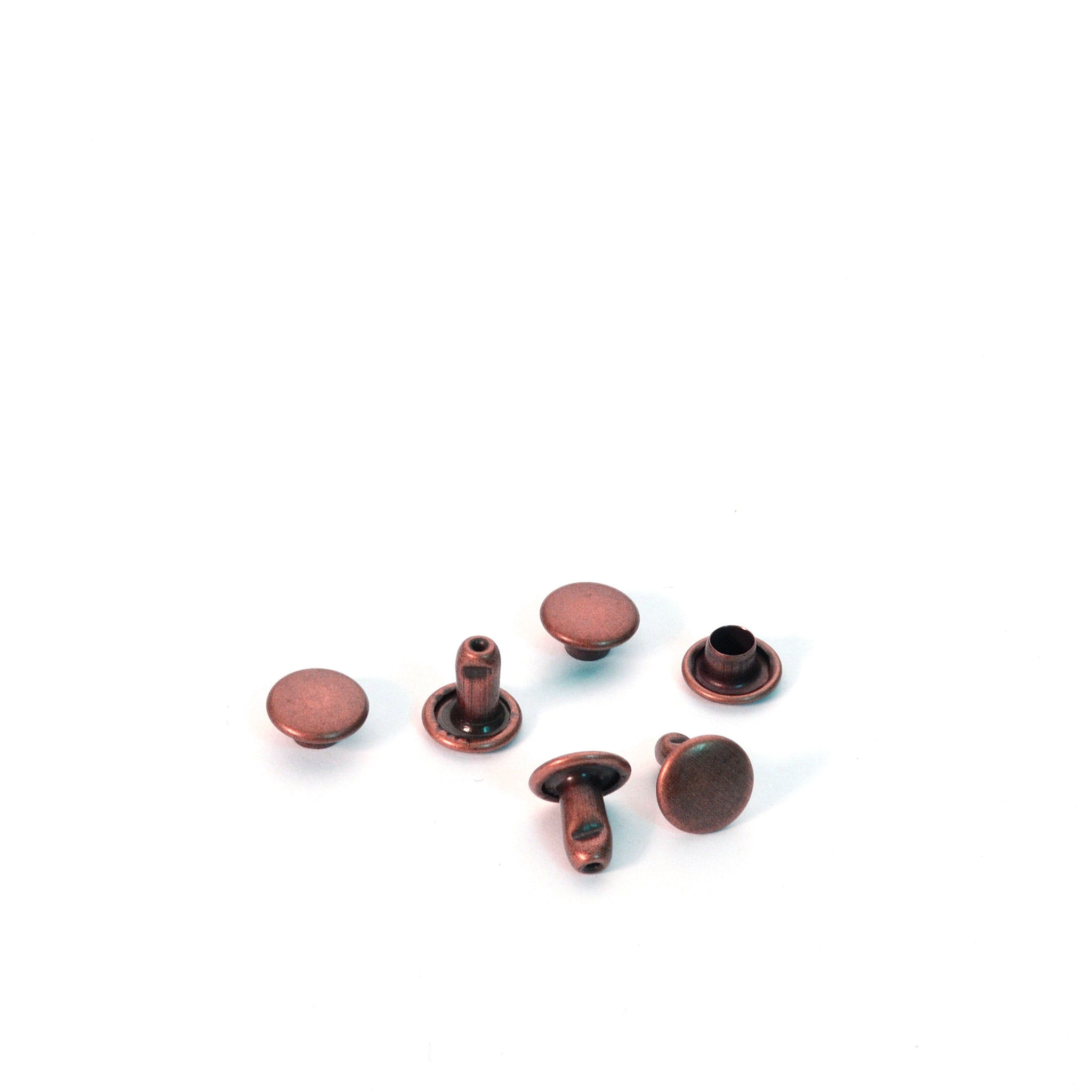 Small Antique Copper Double Cap Rivets from Identity Leathercraft