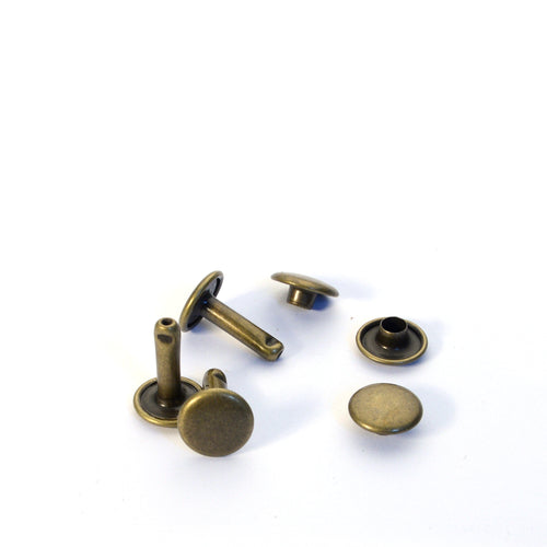 Load image into Gallery viewer, Large Antique Brass Double Cap Rivets from Identity Leathercraft
