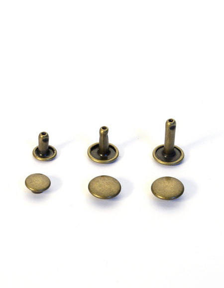 Wide Double Cap Rivets Assortment Pack- Antique Brass from Identity Leathercraft