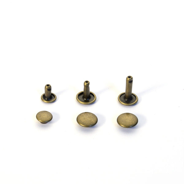 Wide Double Cap Rivets Assortment Pack- Antique Brass from Identity Leathercraft