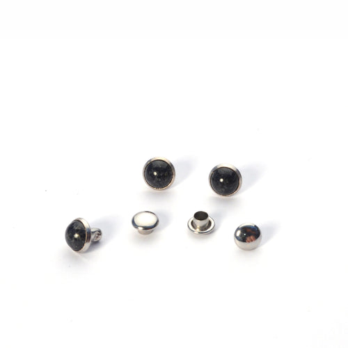 Load image into Gallery viewer, Black Resin Stone Decorative Round Rivets from Identity Leathercraft
