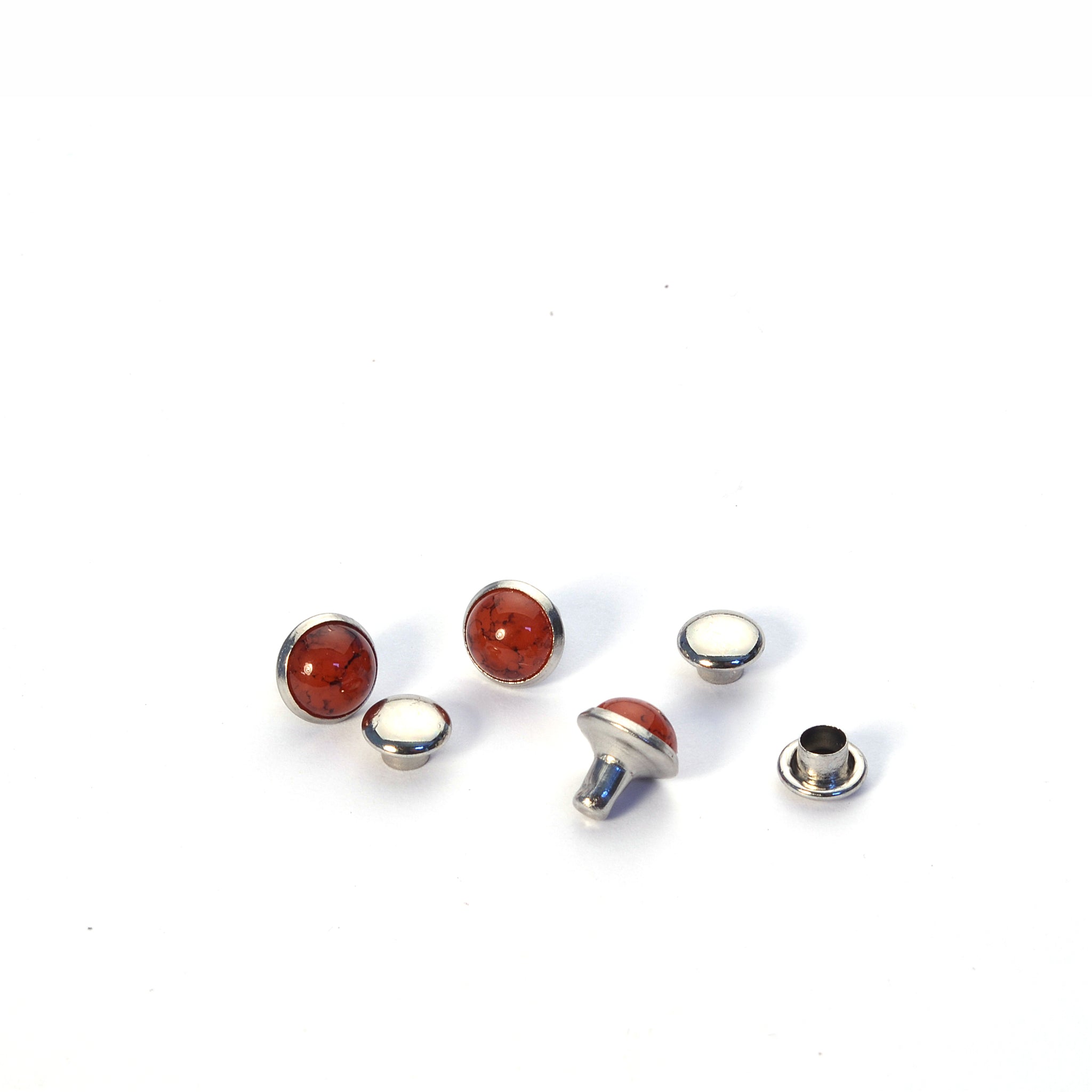 Red Resin Stone Decorative Round Rivets from Identity Leathercraft