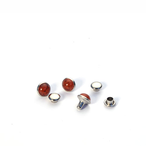 Load image into Gallery viewer, Red Resin Stone Decorative Round Rivets from Identity Leathercraft
