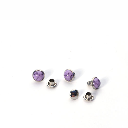 Load image into Gallery viewer, Purple Resin Stone Decorative Round Rivets from Identity Leathercraft
