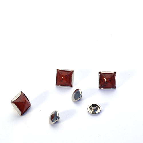 Load image into Gallery viewer, Red Stone Pyramid Rivets from Identity Leathercraft
