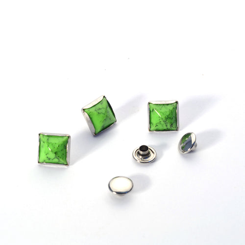 Load image into Gallery viewer, Green Stone Pyramid Rivets from Identity Leathercraft
