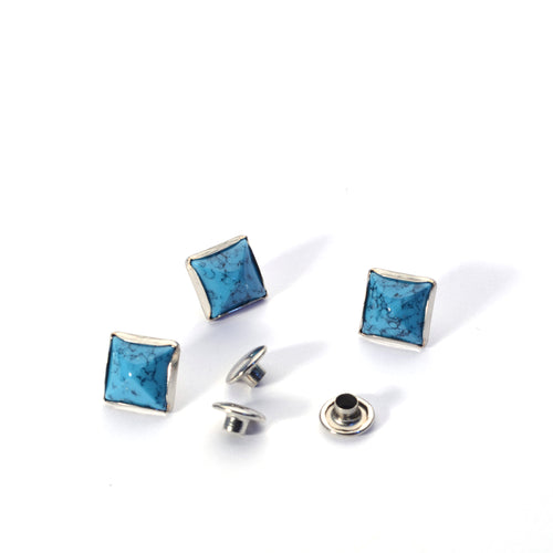 Load image into Gallery viewer, Turquoise Stone Pyramid Rivets from Identity Leathercraft
