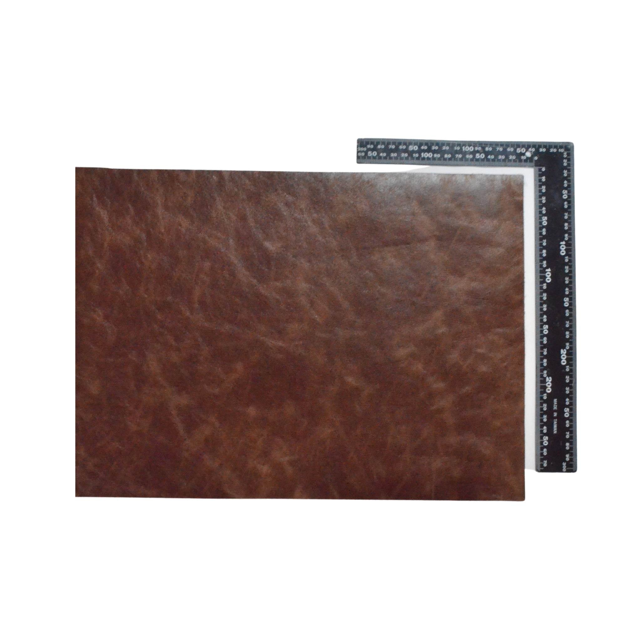 An excellent qualtiy eco-tannage cowhide leather in vintage brown . This leather is very durable and has a soft feel. Sold in A3, ideal for making pouches, zipped travel bags, wallets etc.
