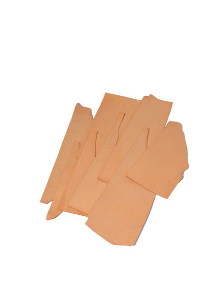 Bag of Natural veg tan kangaroo leather pieces for falconry anklets and hoods, can also be used for general leatherwork, such as watch-straps, wallets and keyrings.