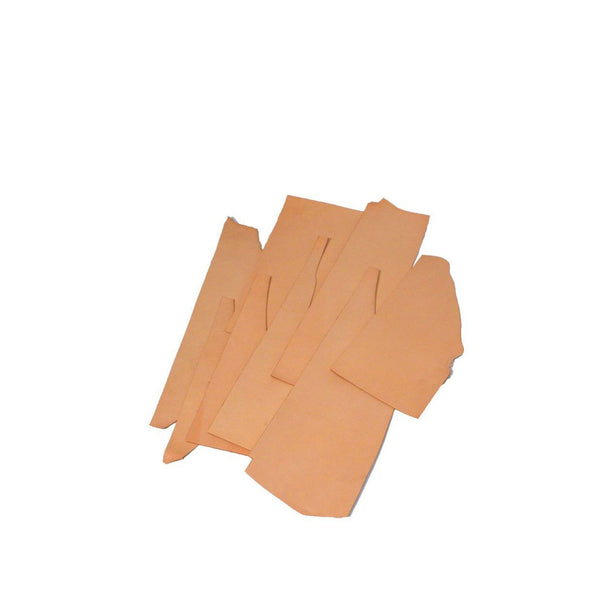 Bag of Natural veg tan kangaroo leather pieces for falconry anklets and hoods, can also be used for general leatherwork, such as watch-straps, wallets and keyrings.