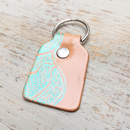 Load image into Gallery viewer, Vegetable tanned leather pre cut tab style keyring blank for craft
