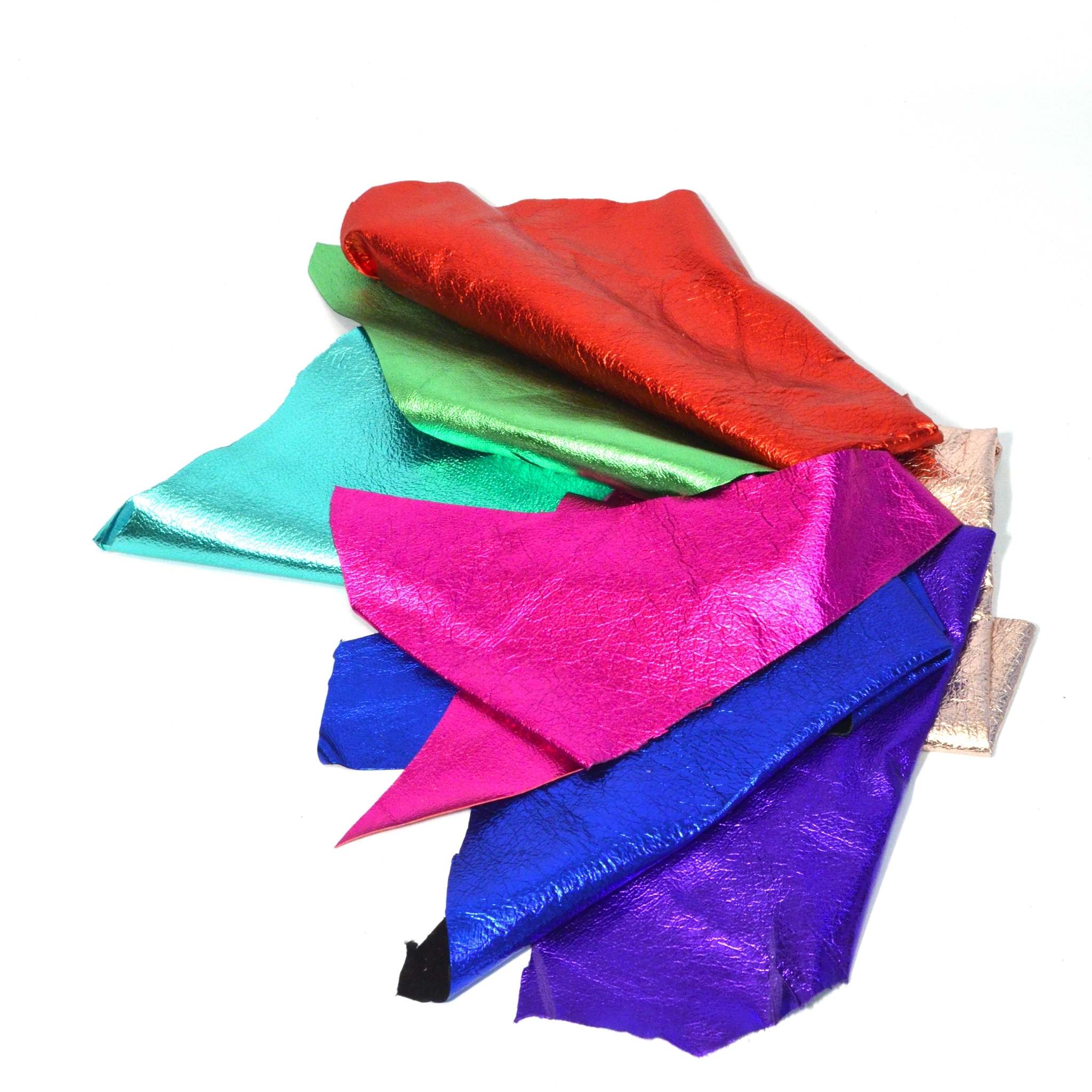 250g bag of coloured metallic leather pieces ideal for craft, applique 