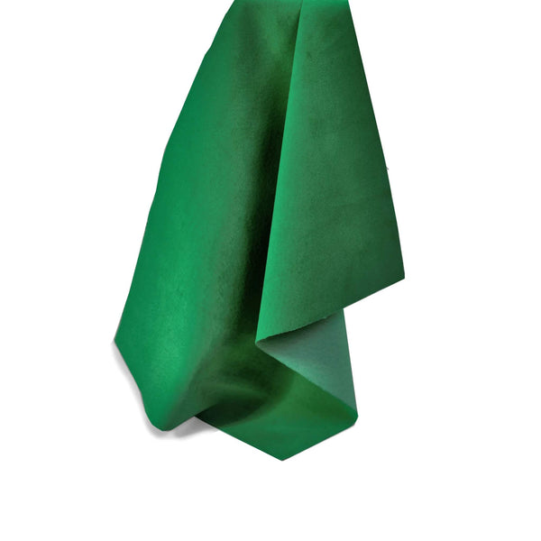 Super soft lightweight suede in Emerald Green, ideal for linings, clothing, can be machine sewn