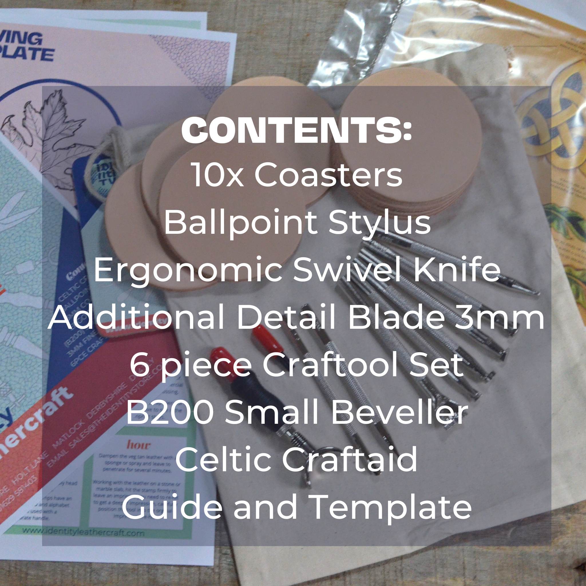 This comprehensive pack will give you a great start for carving and tooling leather and comes with Celtic craftaid pattern.