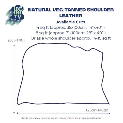 Load image into Gallery viewer, chart to show the approx size of cowhide shoulder leather
