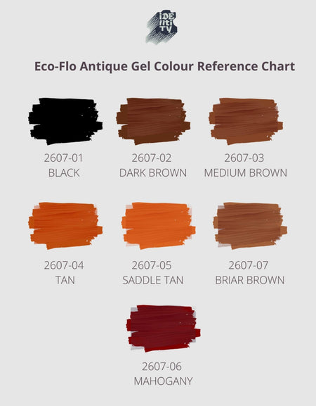 Eco-Flo Antique Gels Colour Reference Chart