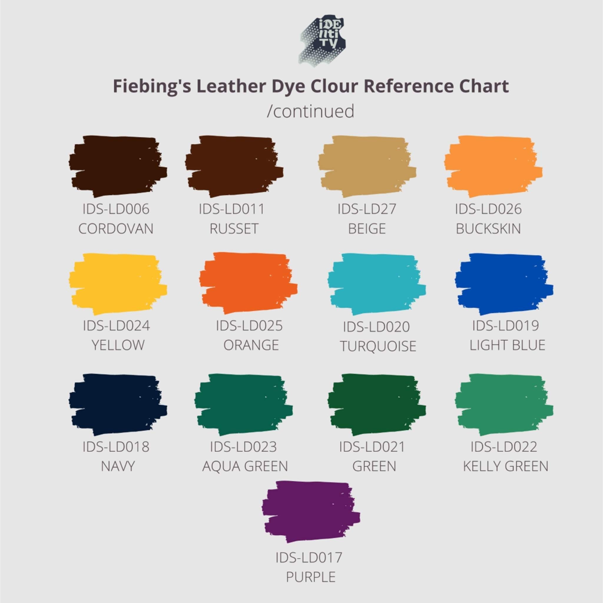 Fiebings Leather Dye Colour Chart Page 2
