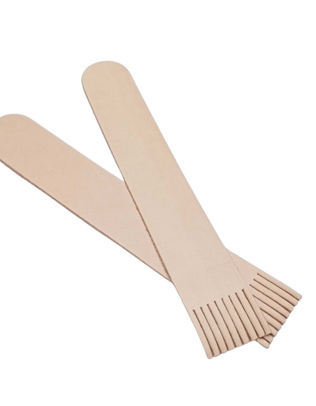 Natural veg tanned pre cut bookmark with fringing suitable for stamping, embossing, pyrography or marbling., scout activities