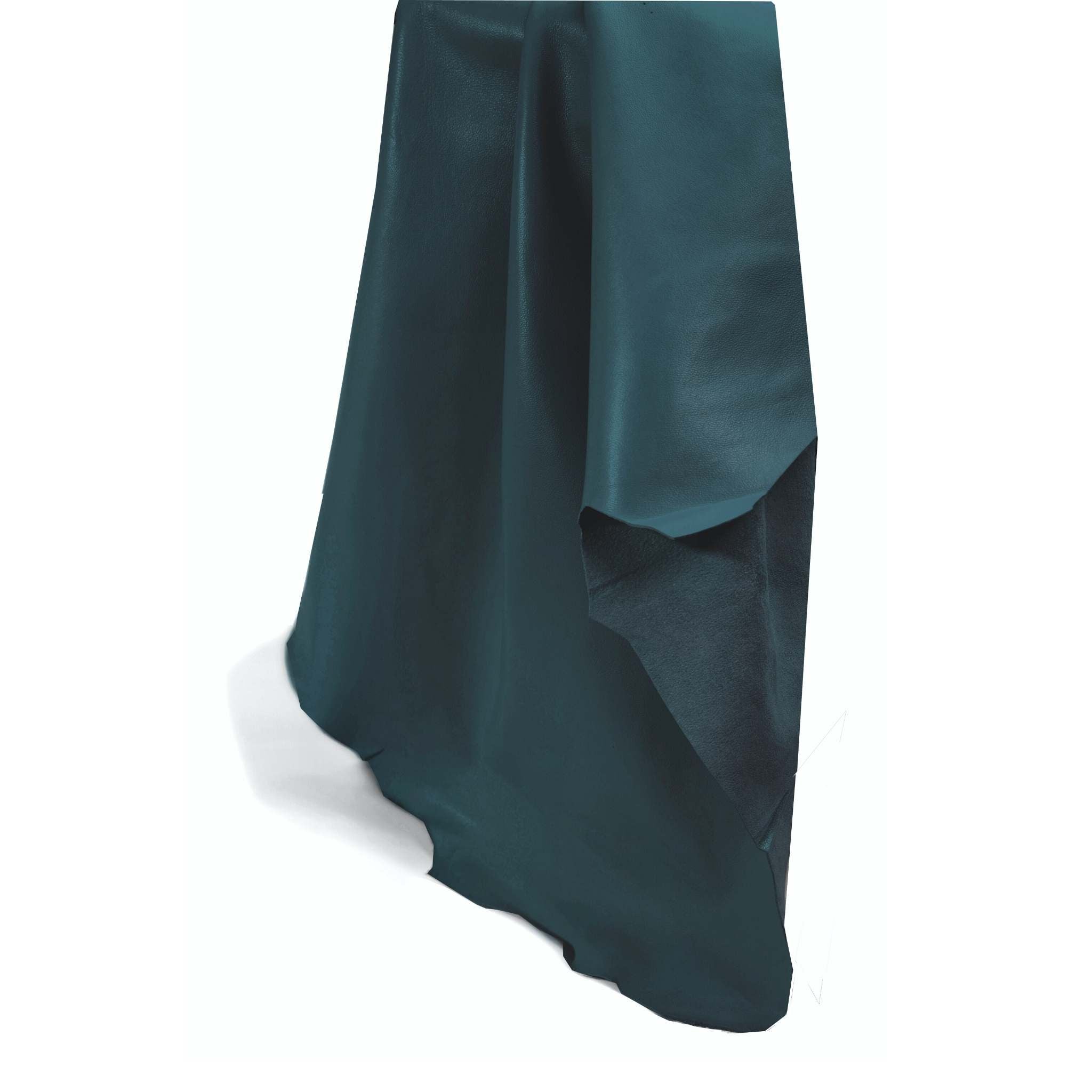 Deep ocean blue sheepskin soft drape leather ideal for garment making
