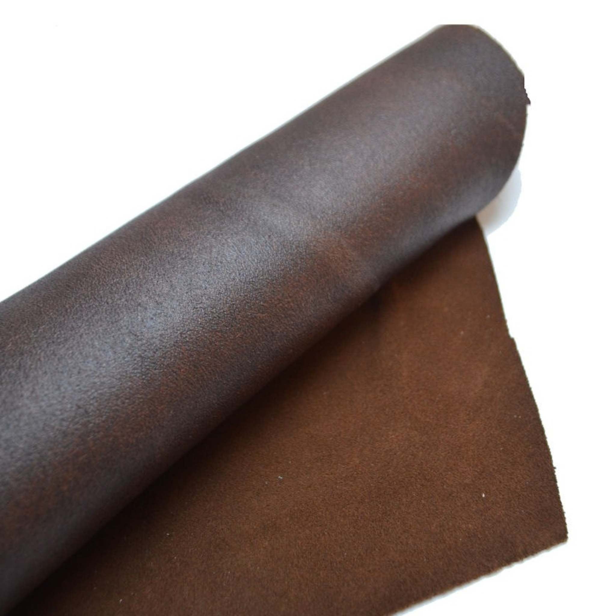 Soft reverse calf leather with textured grain and suede reverse ideal for tool rolls, pouches, half aprons , vintage, bushcraft style