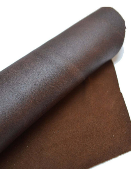 Soft reverse calf leather with textured grain and suede reverse ideal for tool rolls, pouches, half aprons , vintage, bushcraft style